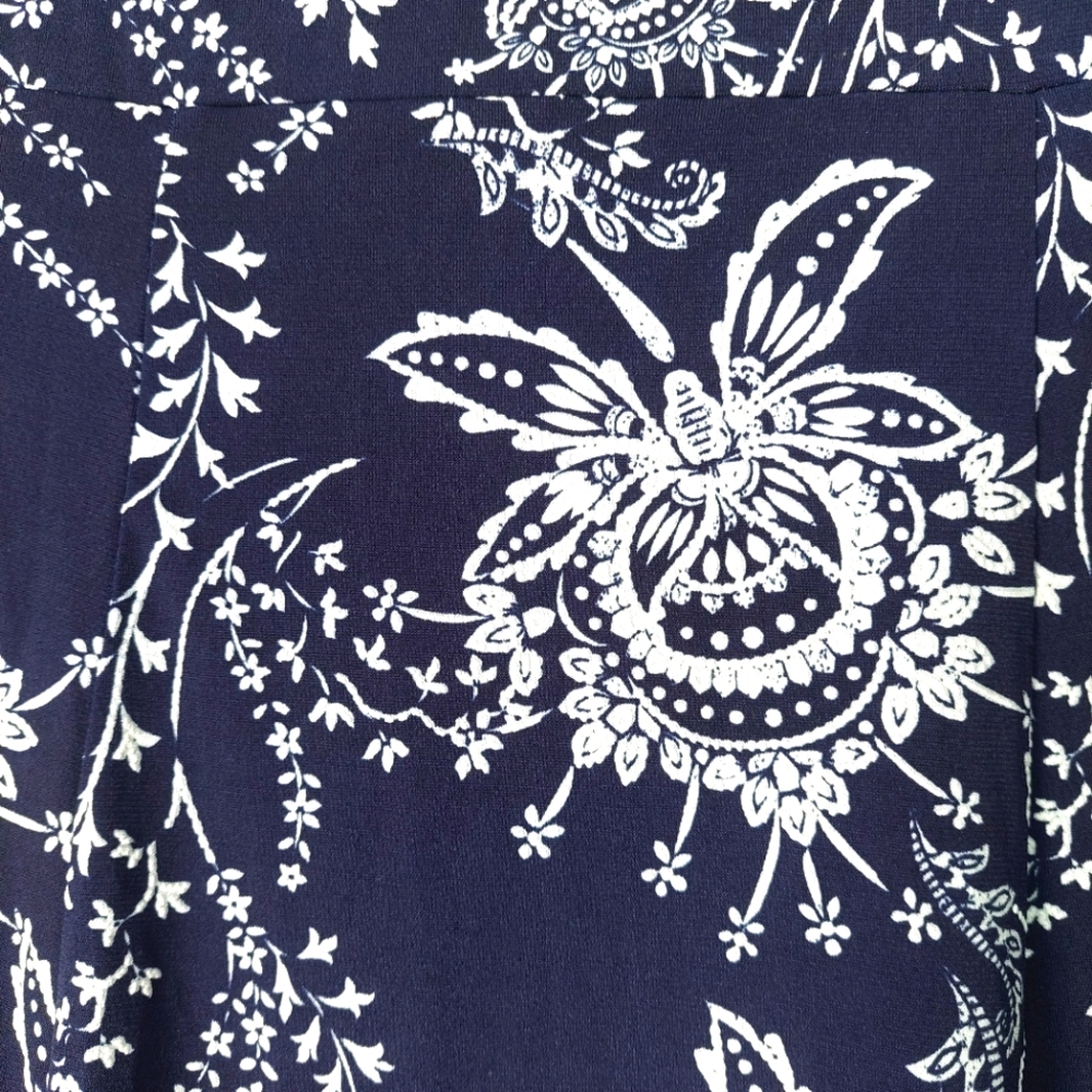 Sami & Jo Flowy Navy Blue Floral Midi Skirt Sz L - Picture 4 of 8